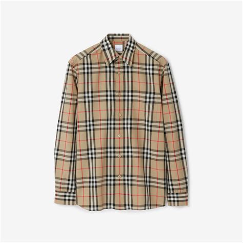 tessuto check burberry|Check Cotton Shirt in Archive beige .